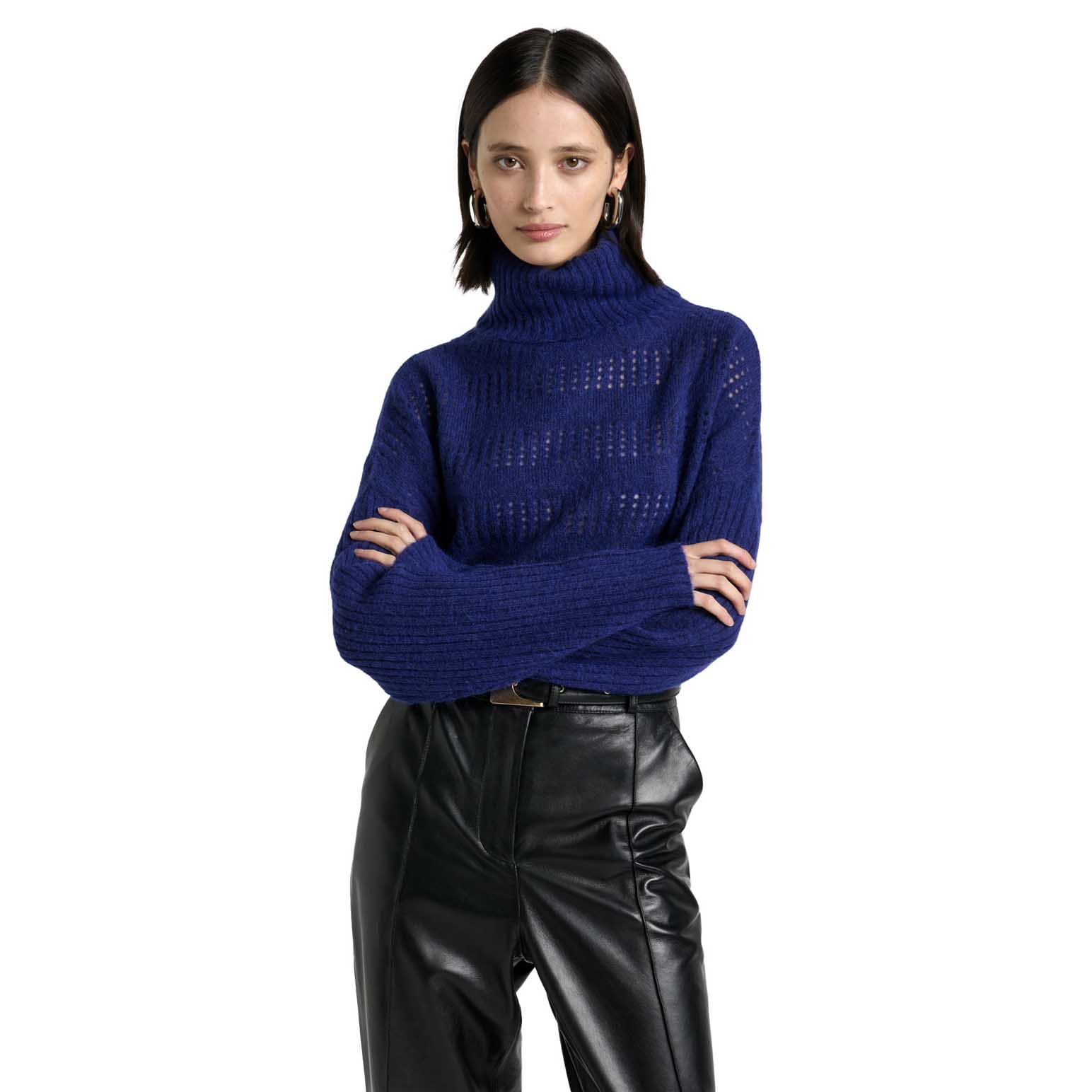 Cue Chunky Alpaca Blend Cropped Sweater